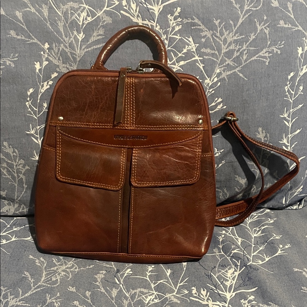 Spikes and Sparrow UNUSUAL backpack handbag leather brown EUC